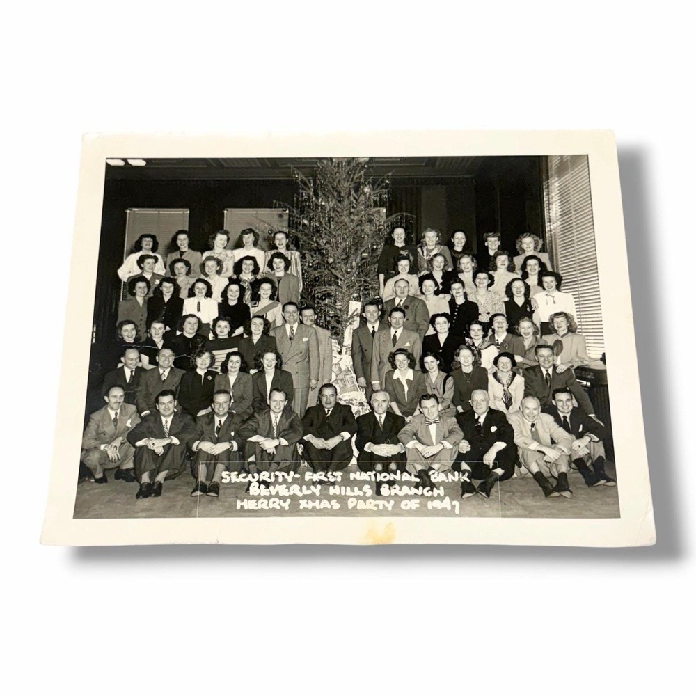 1947 Security First National Bank Beverly Hills Xmas Party Photo 8x10 Vtg AD